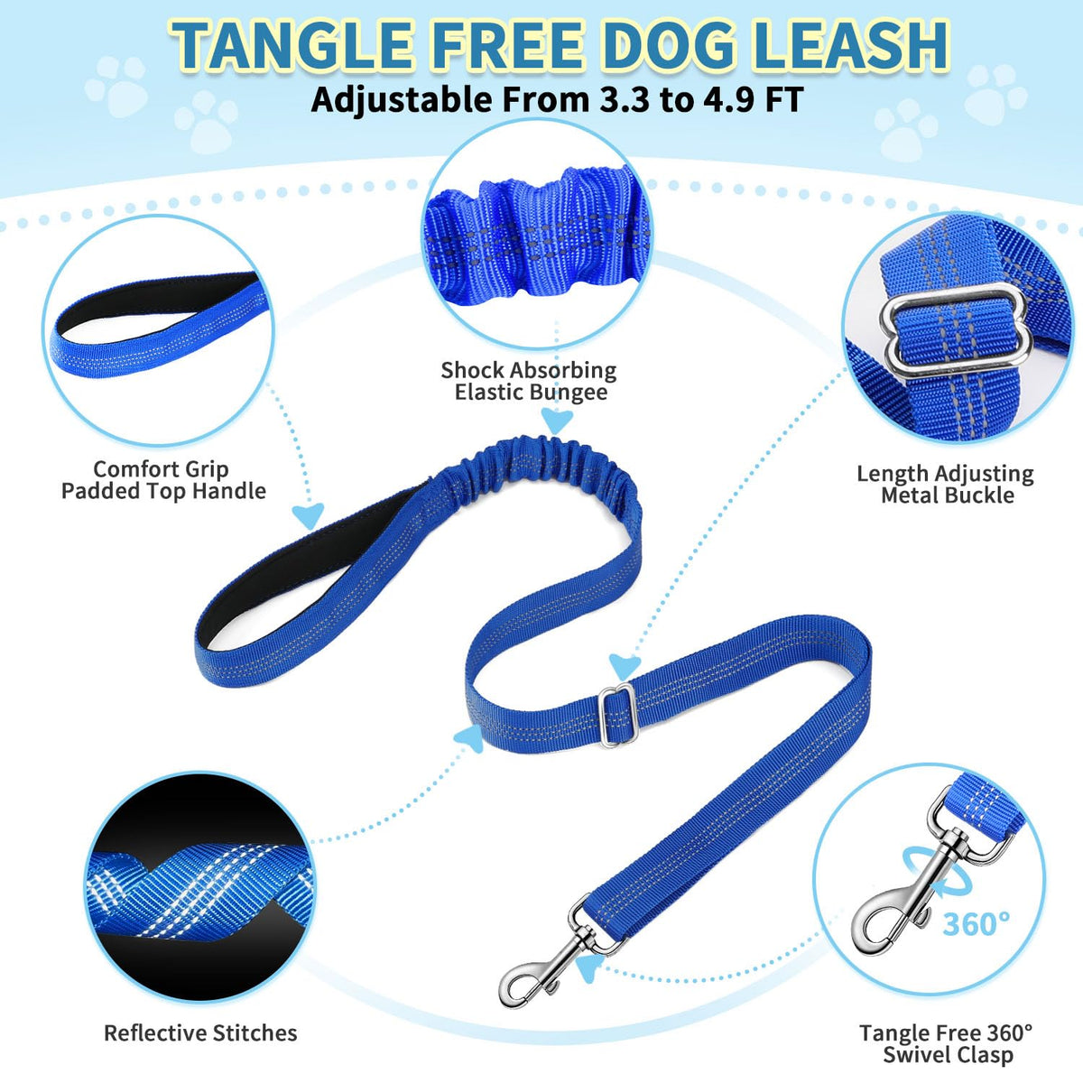 No Pull Small Dog Harness and Leash Set with Front Clip (Small / Dark Blue)