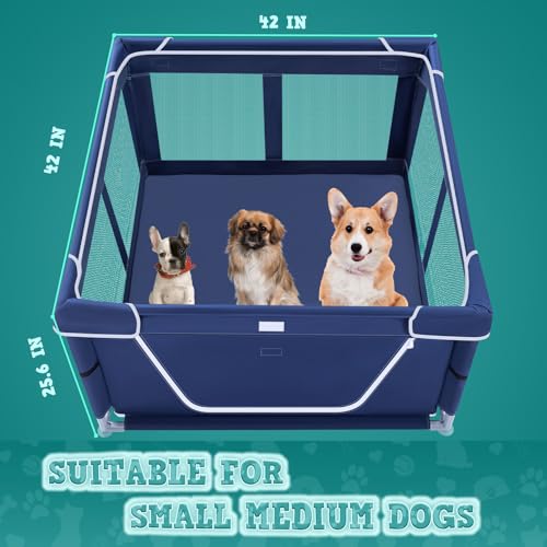 42x42 Inches Puppy Playpen with Gate (Blue / 42x42 IN)