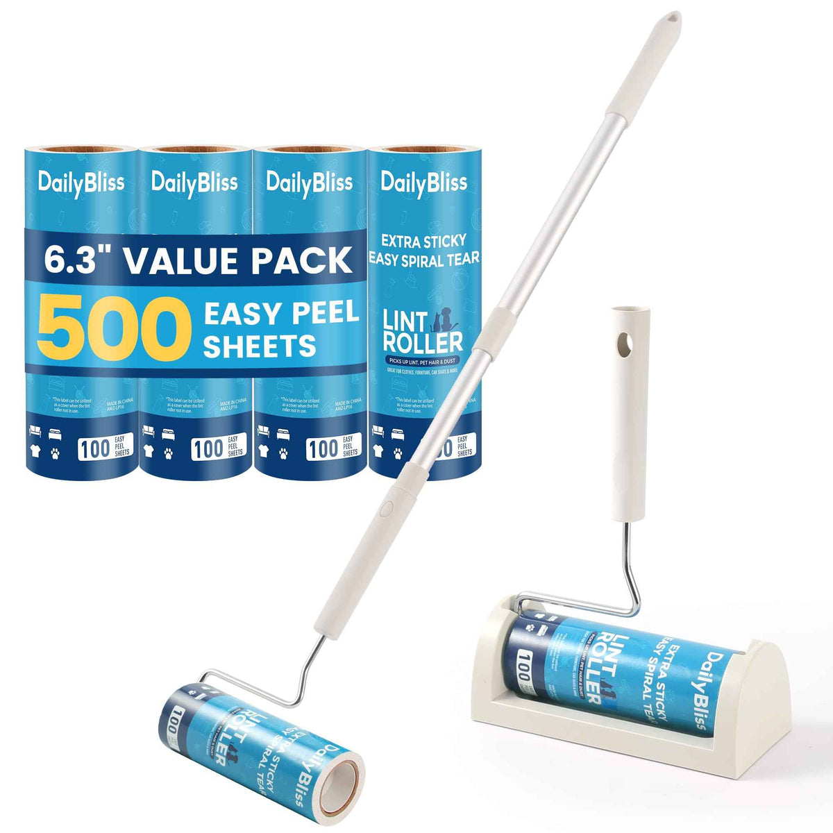 Extra Sticky Long Handle Lint Roller for Pet Hair