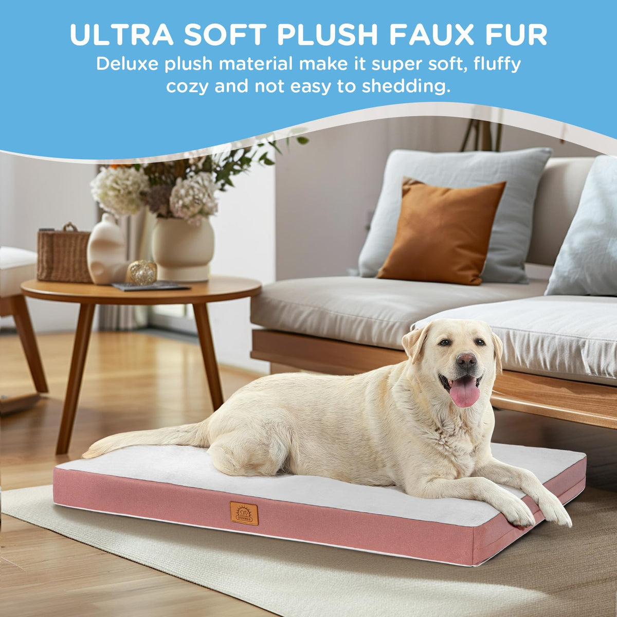 Extra Large Orthopedic Dog Bed (Pink / 44.0"L x 32.0"W x 3.0"Th)
