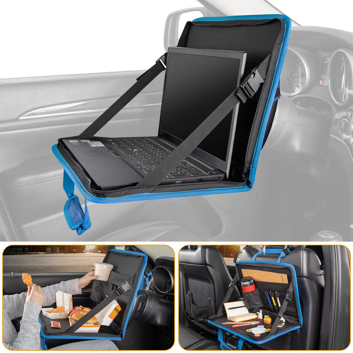 3 in 1 Steering Wheel Eating Tray (Blue / Large)