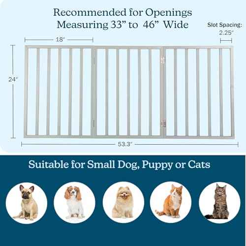 Pet Gate - 3-Panel Indoor Foldable Dog Fence for Stairs, Hallways, or Doorways - 54x24-Inch Retractable Wood Freestanding Dog Gates by PETMAKER (Gray) (Gray / 3 Panel)