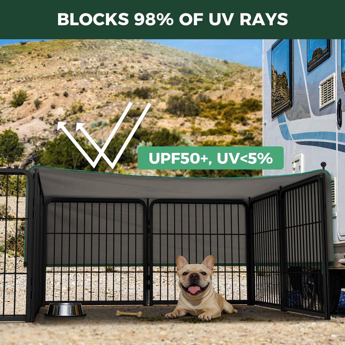 Rollick Dog Playpen with Sun Shade (Black / 24"H)