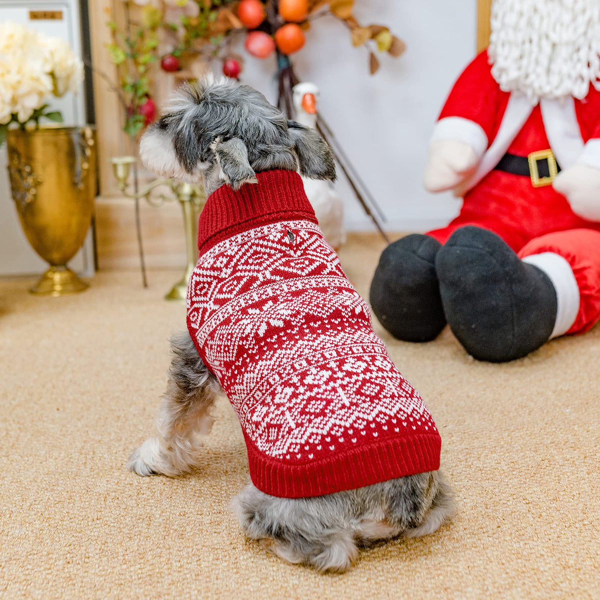 Dog Sweater Argyle (Red / Small)