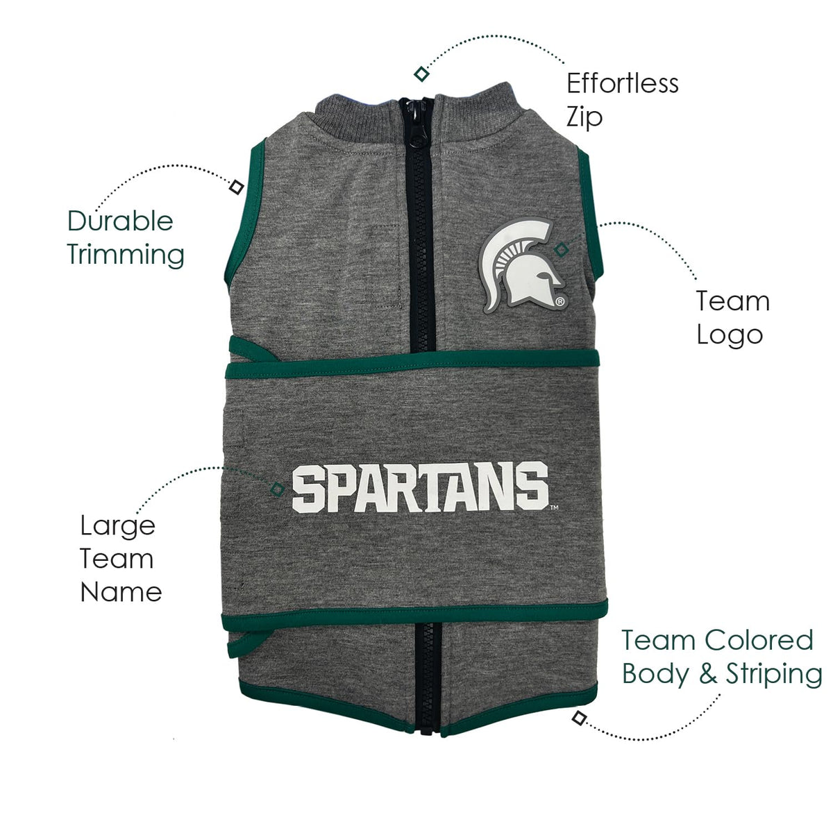 NCAA Michigan State Spartans Dog Anxiety Shirt Calming Soothing Vest for Dogs Cats with Anxiety Fears Fireworks (Large / Michigan State Spartans)