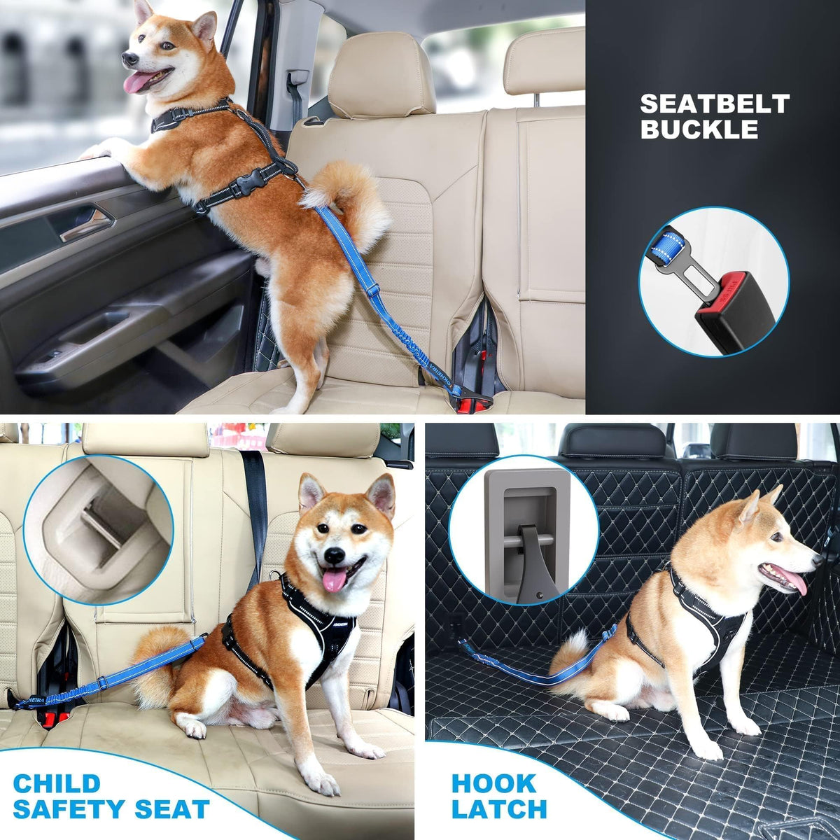 Dog Seat Belt 3 (Bule)