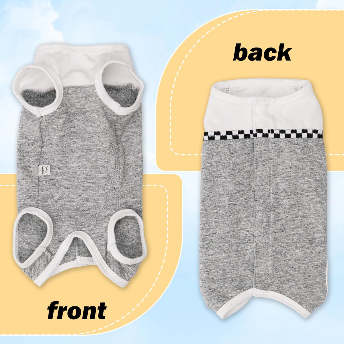Dog Surgical Suit (Large / grey and white)