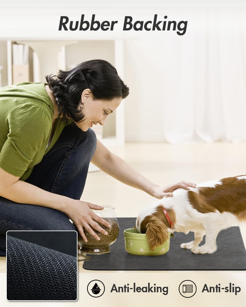 Absorbent Pet Feeding Mat (DARKGREY / 17"x28")