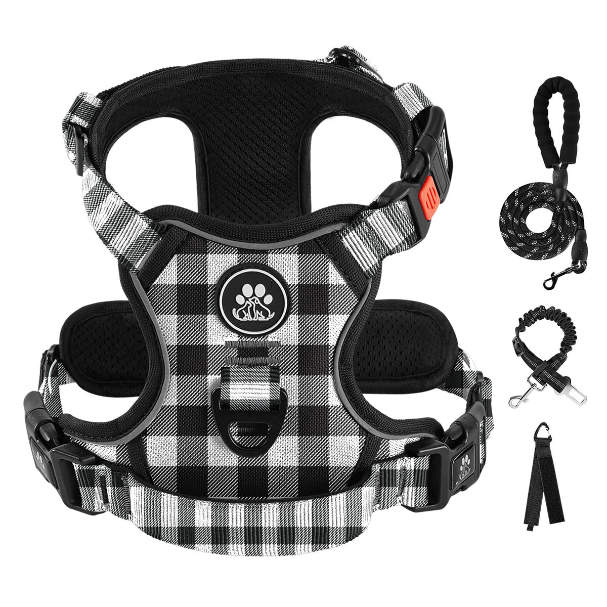 No Pull Dog Harness for Medium Dogs (Checkered Black / Medium)