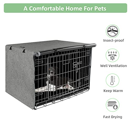 Double Door Dog Crate Cover (48.4"L x 30.3"W x 32.3"H / Grey)