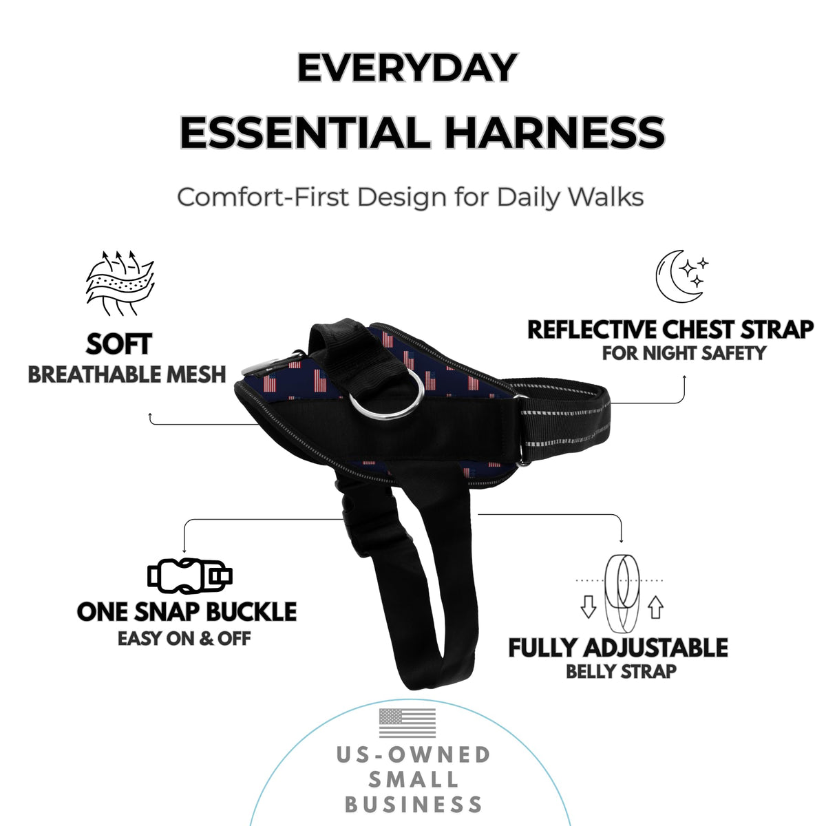 Essential Dog Harness (USA Flag / Medium)