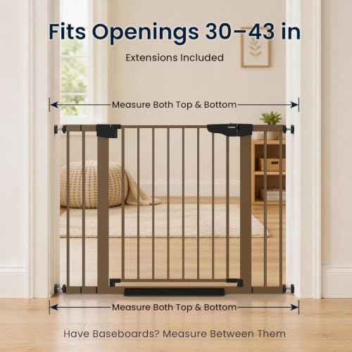 30 43" Wide Baby Gate (Brown / 30"-43" W x 30.5" H)