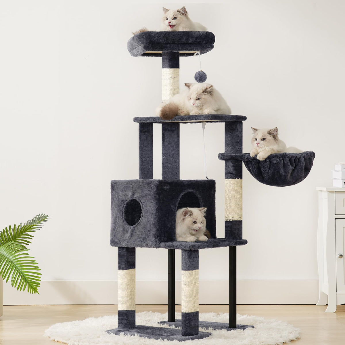 Cat Tree with Toy (Smoky Gray / 49 inch)