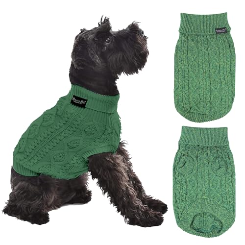 Warm Green Cable Knit Pet Sweater for Dogs & Cats by Parisian Pet (Medium / Cable Knit Green)