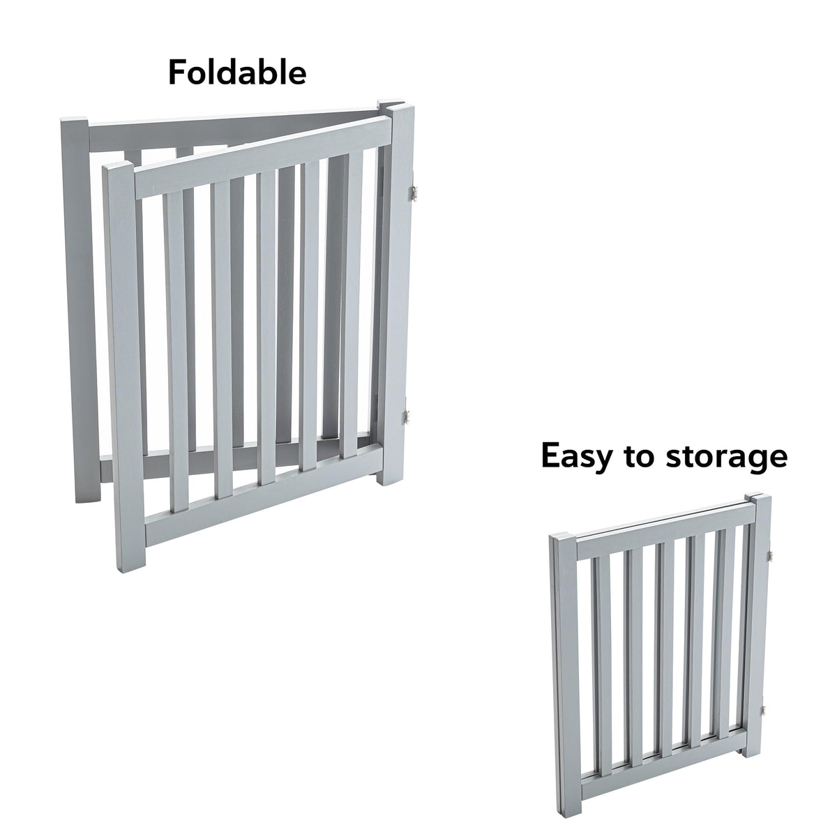 Wooden Free Standing Dog Gate 40" W x 24" H (Gray / 40"W x 24"H)