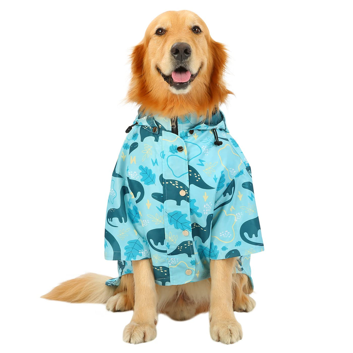 Premium 2 Layer Zip Dog Raincoat Poncho w (X-Large / Dinosaurs)