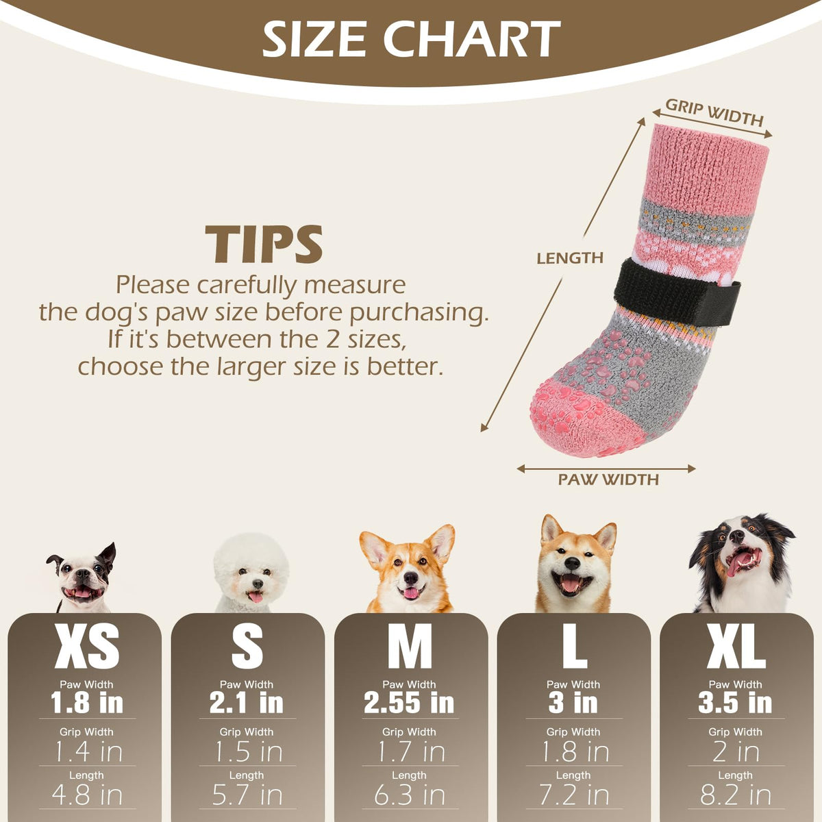 Anti Slip Dog Socks to Prevent Licking Paws for Hot Pavement (Light Pink / X-Small)