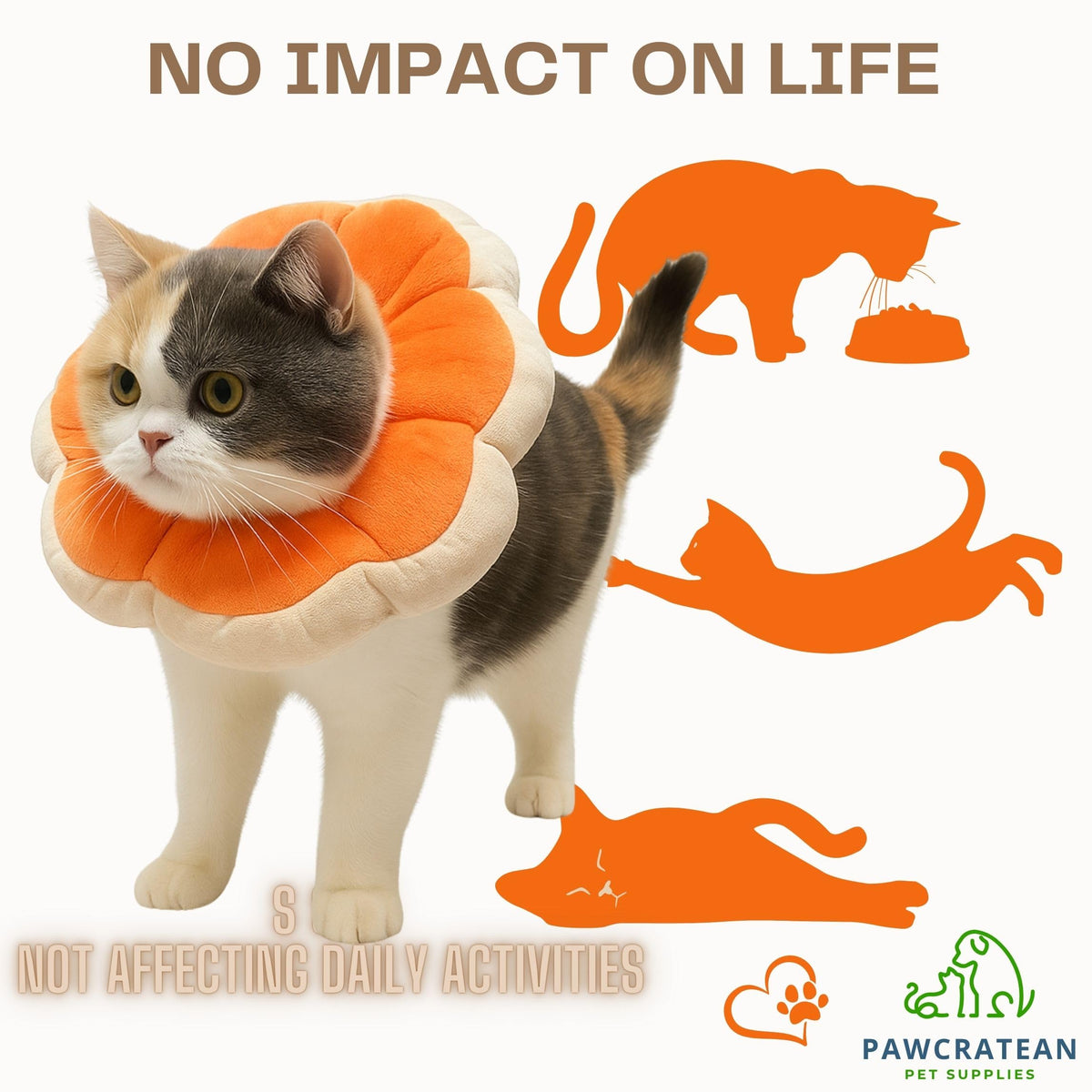 Adjustable Comfy Flower Style Elizabeth Collar for Cats Puppies Soft Recovery Cone Pet Protective Neck Collar (Orange / Samll)