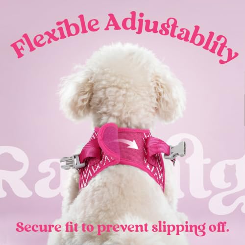 Dog Harness Small Sized and Leash Set (Rose Red Wave / M (Chest: 16.0"-18.5"))