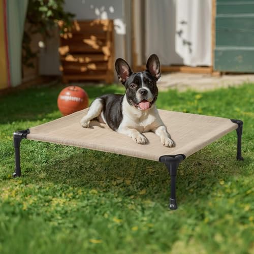 Outdoor Elevated Dog Bed for Medium Dogs (32.0"L x 25.0"W x 7.0"Th / Beige Coffee)