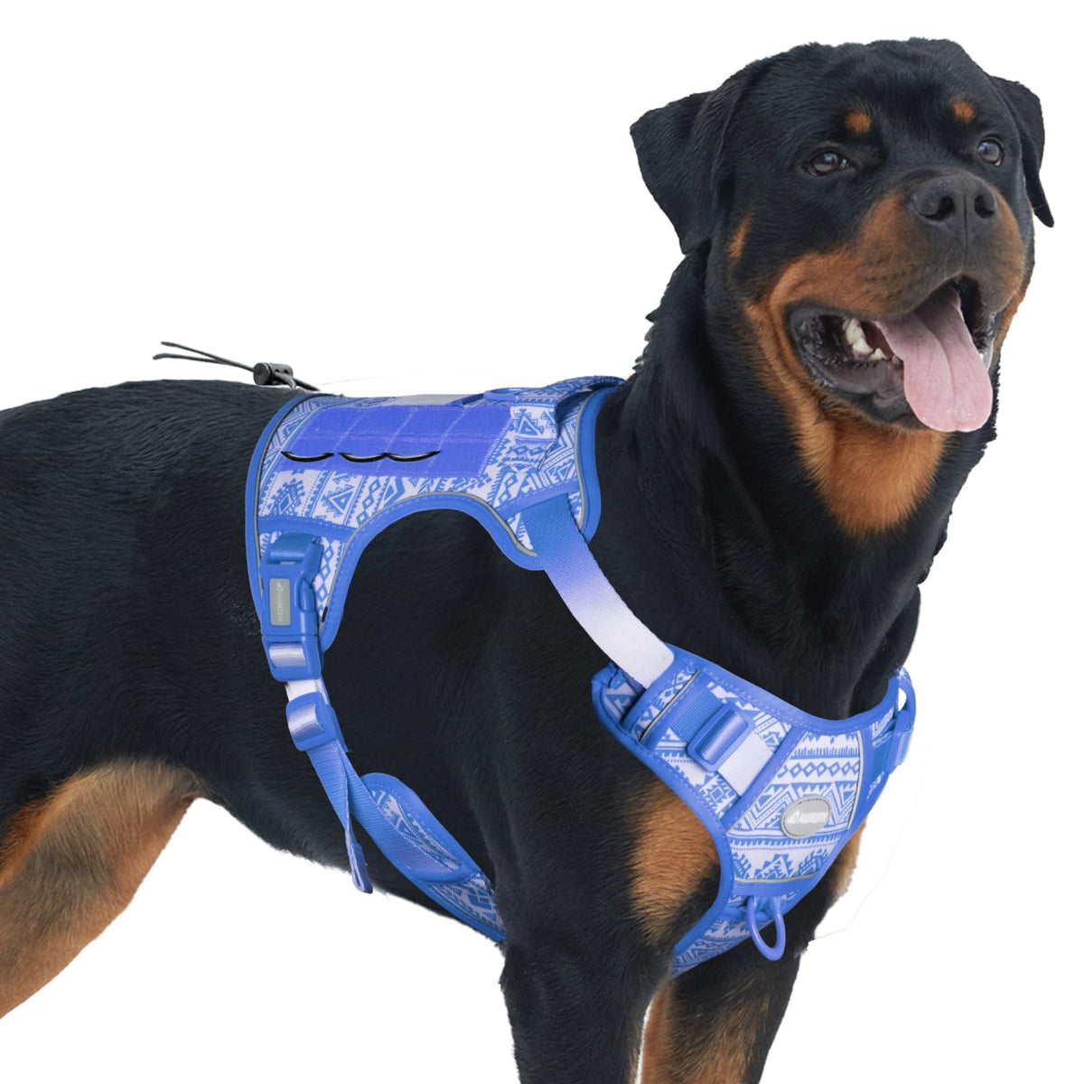 Dog Harness for Large Dogs (Tribal Patterns-Blue / L(Neck:18-29",Chest:24-37"),45-80 lbs)