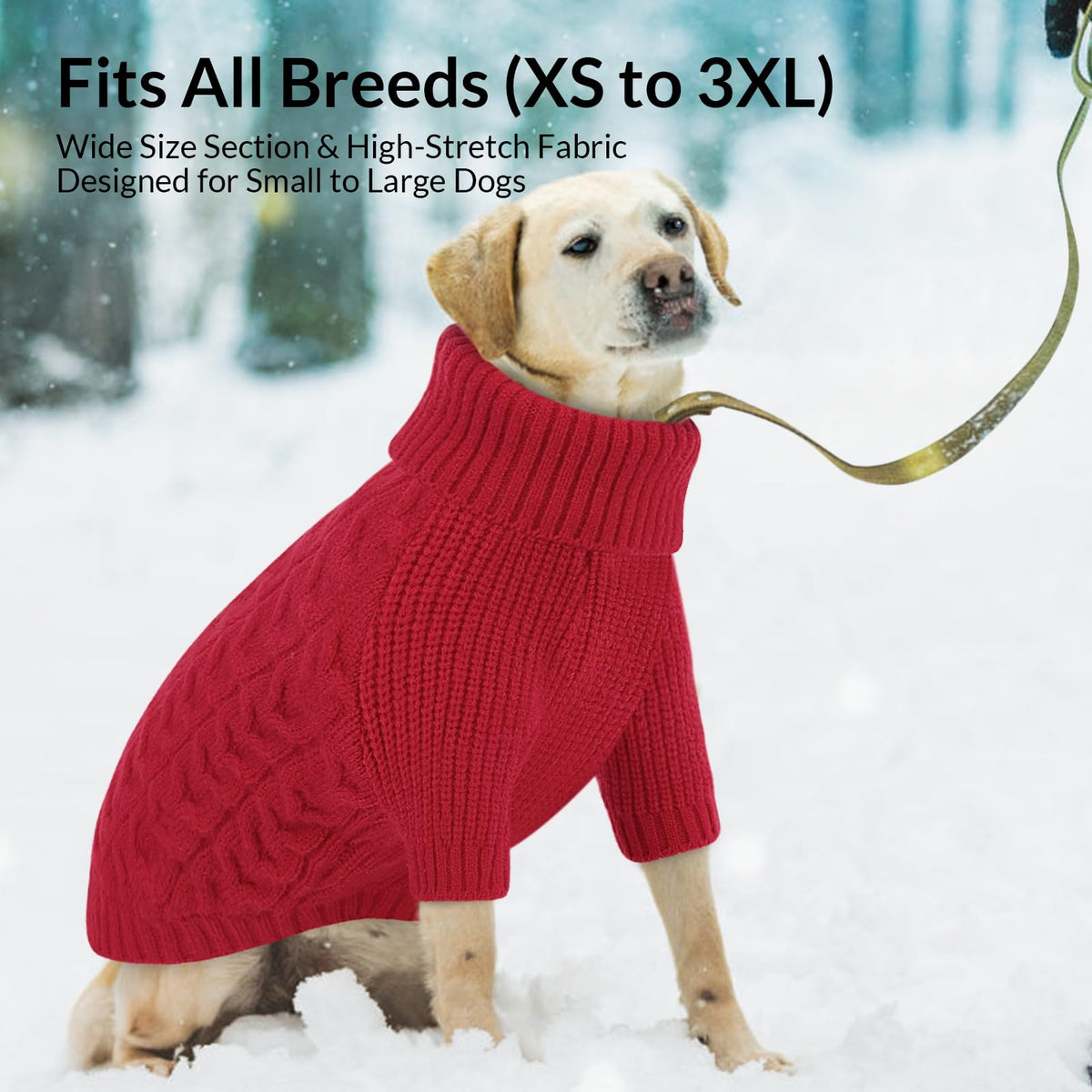 Red Dog Christmas Sweater Warm Soft Cable Knit Dog Sweater (X-Small / Red)