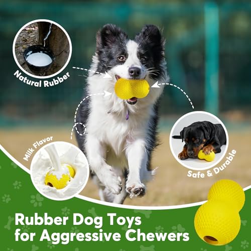 Natural Rubber Dog Chew Toys Dog Toys for Aggressive Chewers Gourd (Yellow-Gourd)