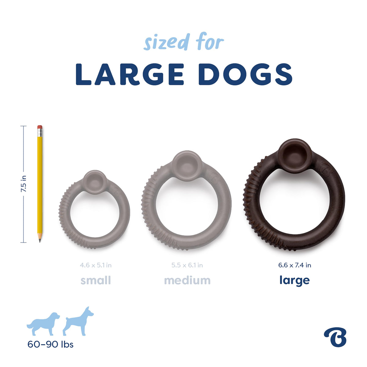 Ring Dog Chew Toy for Aggressive Chewers (REAL Blueberry / Large)
