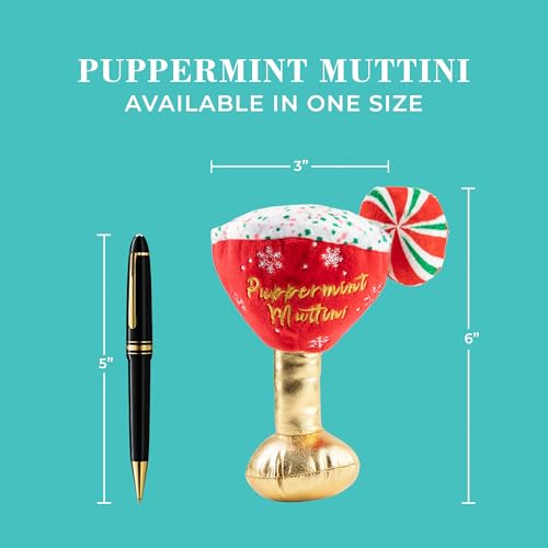 Puppermint Muttini Plush Dog Toy (Puppermint Muttini (Red, Gold))