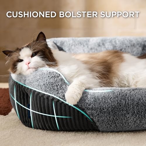 Washable Dog Bed Small Dog＆Cat Rectangle Kitten Puppy Bed (Grey / 20"L x 19"W x 6"Th)