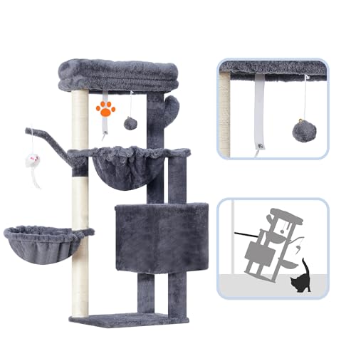 Cat Tree 40 Inches Tower Condo with Scratching Post (Smoky Gray / 40 inch)