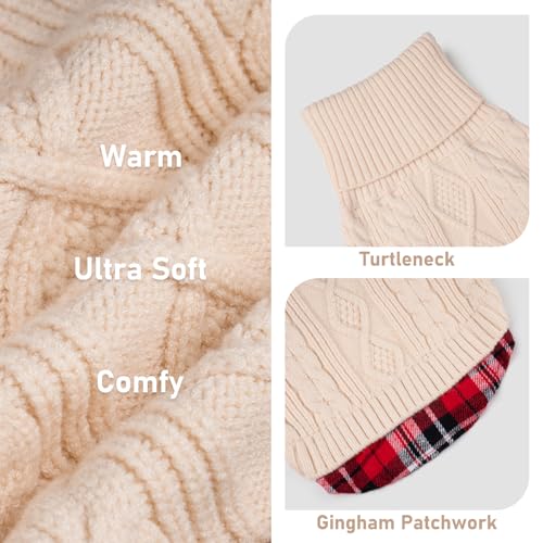 Dog Sweater for Medium Large Dogs Turtleneck Thick Knit Pullover (XX-Large (35-60lbs) / 3# Beige)