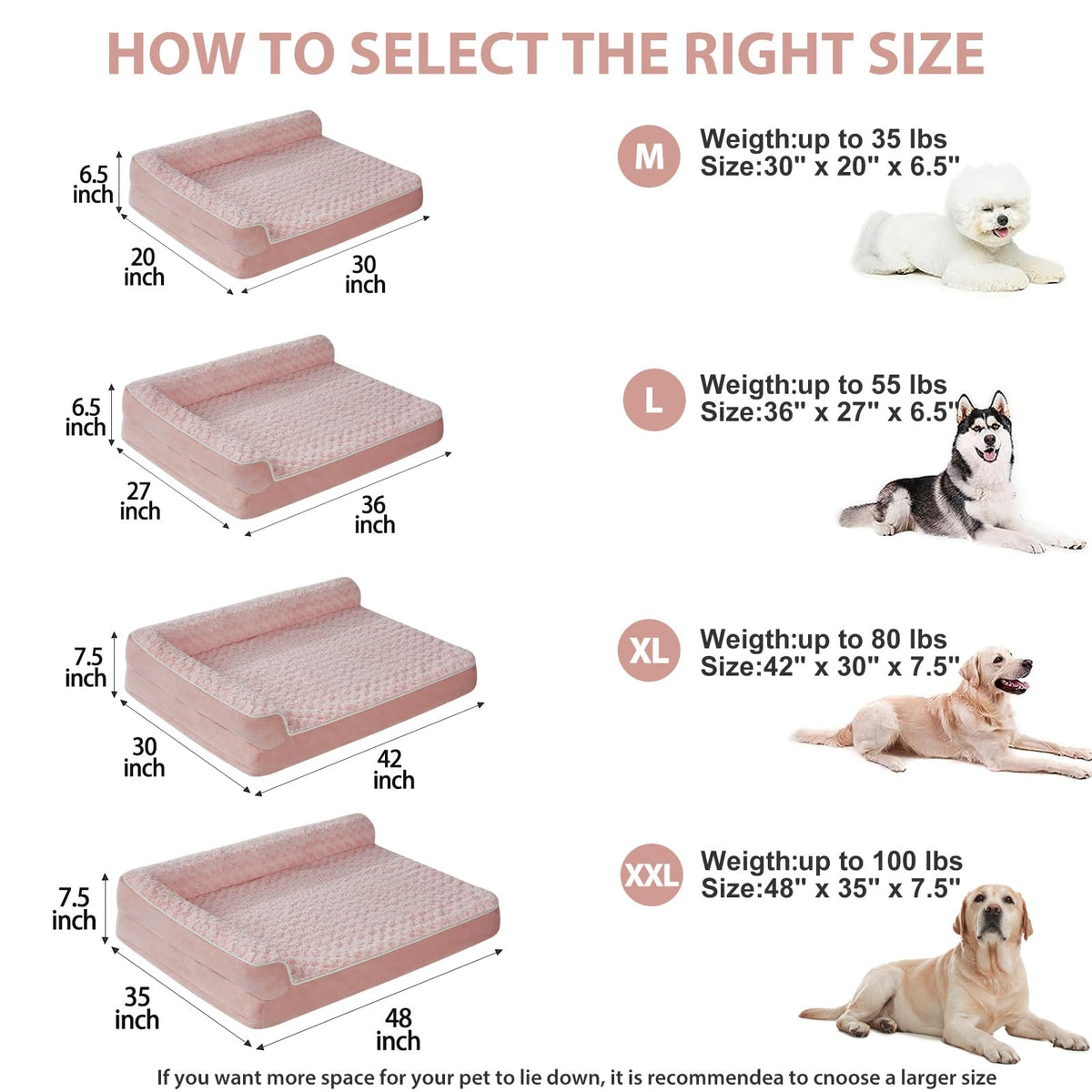 Orthopedic Washable Dog Bed (Pink / 30.0"l x 20.0"w x 6.5"th)