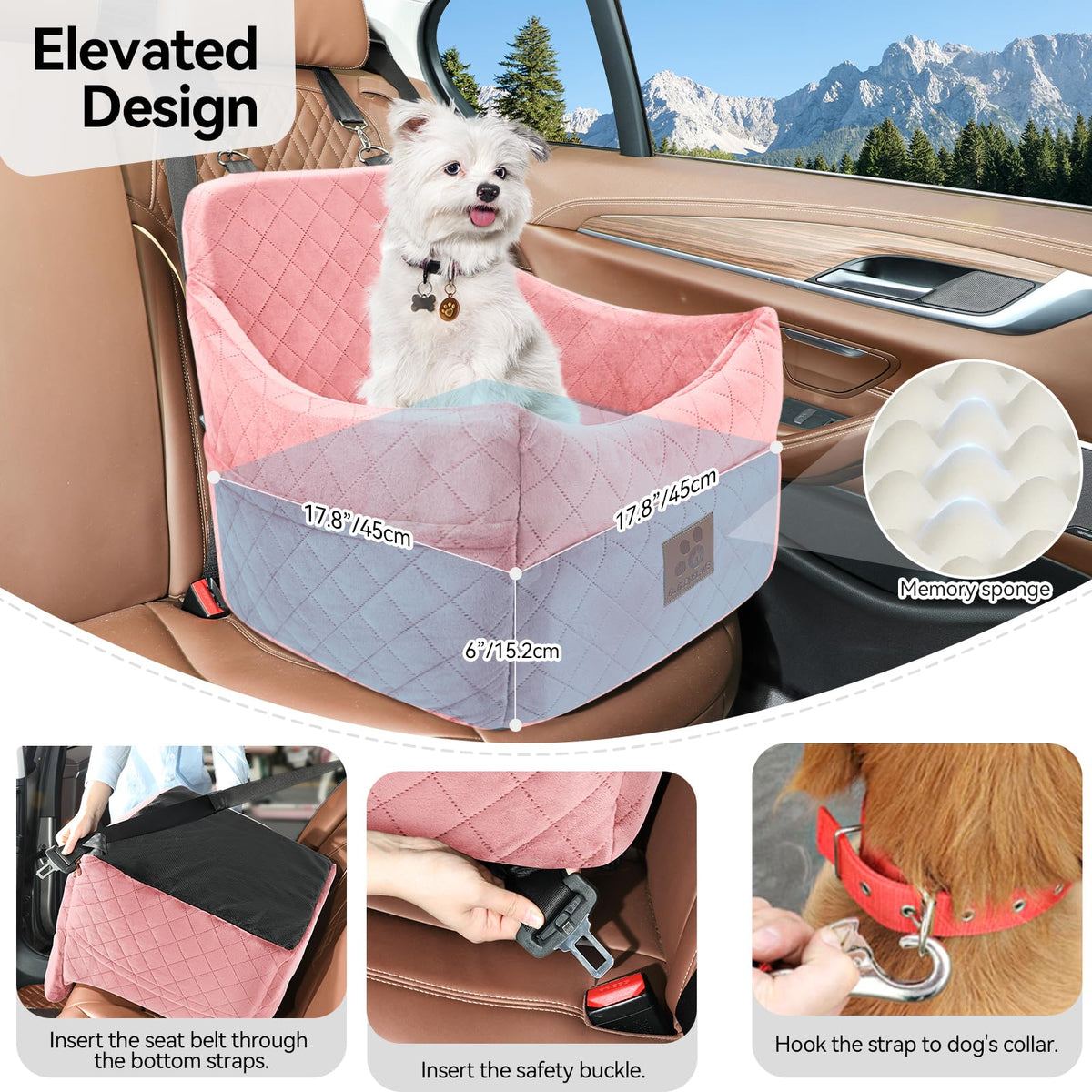 Dog Car Seat for Small (Pink)