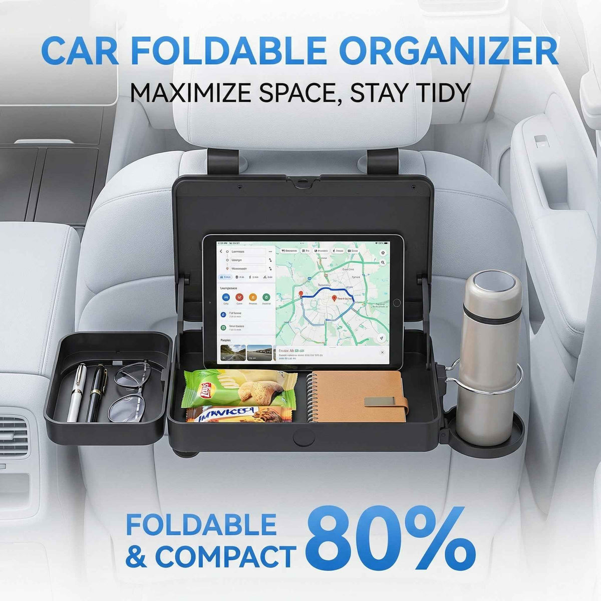 Car Back Seat Tray Table (Folding Storage Box)