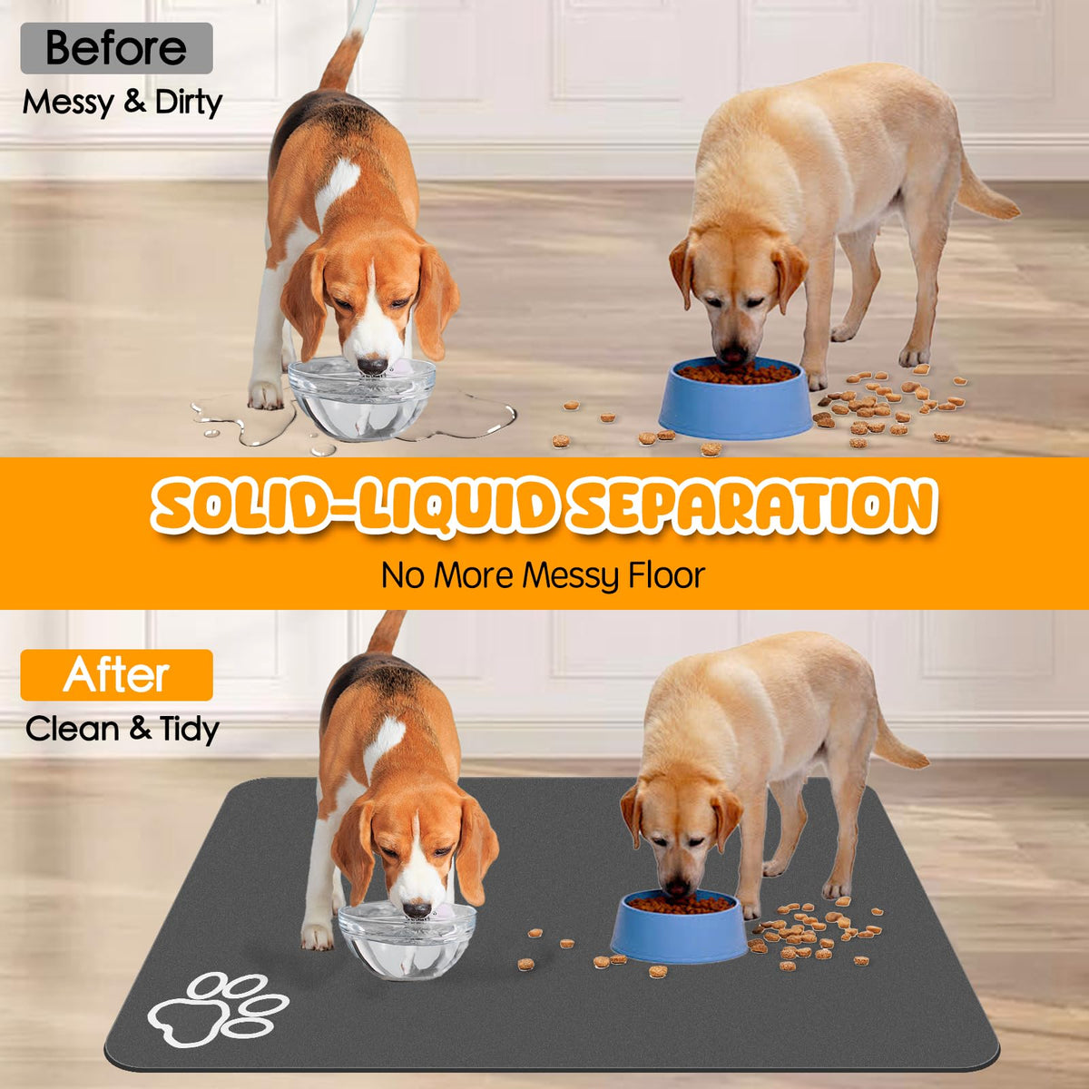 Dog Food Mat 39.4"x31.5" Largest Absorbent Dog Mat for Food and Water (39.4"L x 31.5"W / Dark brown)