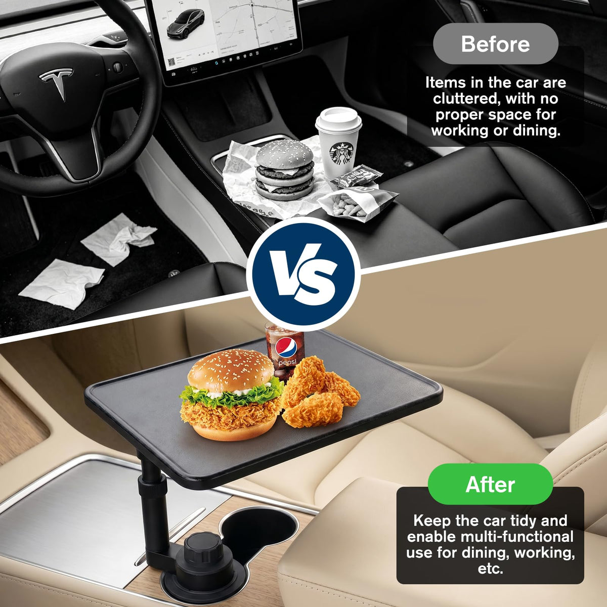 Car Desk for Laptop (Black leather color)