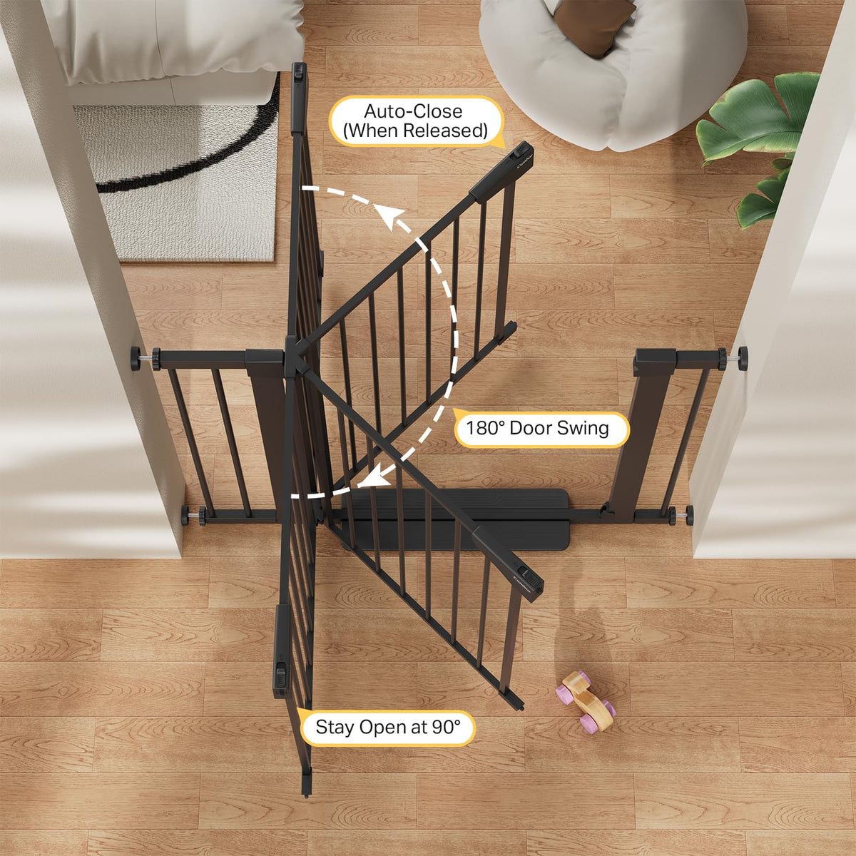 36 in Extra Tall Baby Gate for Doorways (Black / 30-40.6"W x 36"H)