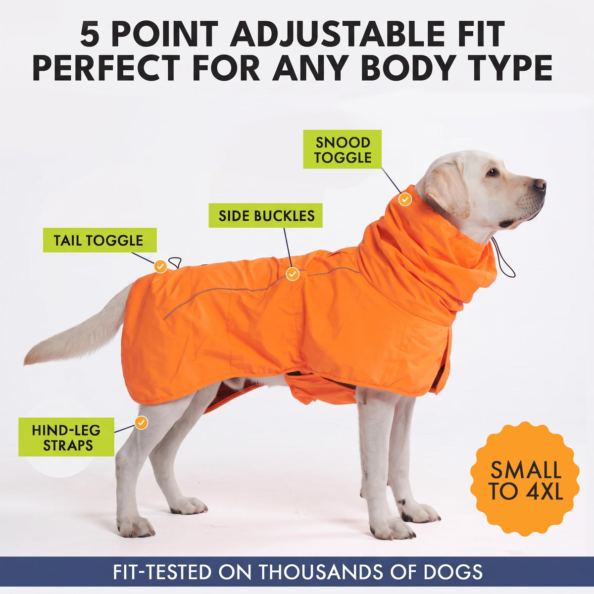 Dog Raincoat Waterproof Rain Jacket w (Orange / Medium)