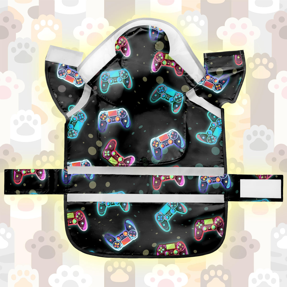 Dog Raincoat Adjustable Rain Jacket with Hooded Double Layer for Large Medium Small Dogs Puppies (Game Black / Medium)