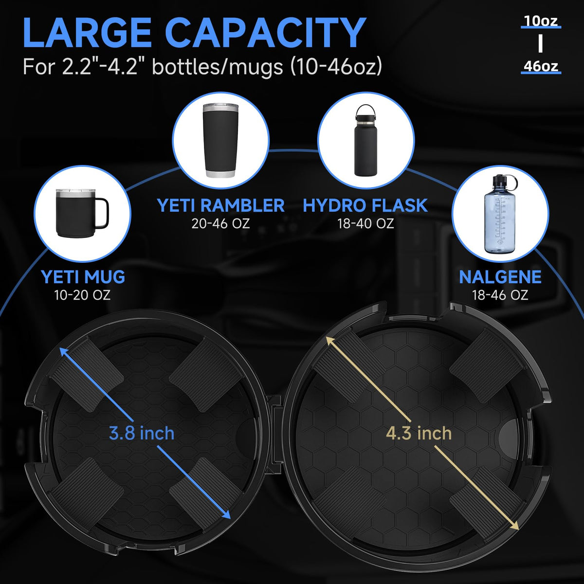 Car Cup Holder Expander (Black)