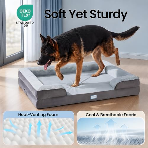 Orthopedic Cooling Dog Bed Couch (44" x 29" x 7" C / 01-Gray)
