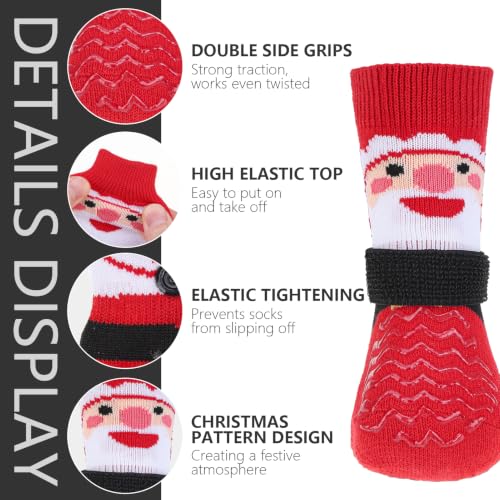 Anti Slip Dog Socks to Prevent Licking Paws for Hot Pavement (White & Red / Medium)