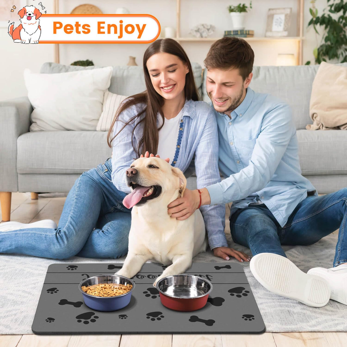 Pet Feeding Mat (Dark Gray / 27"L x 17"W)