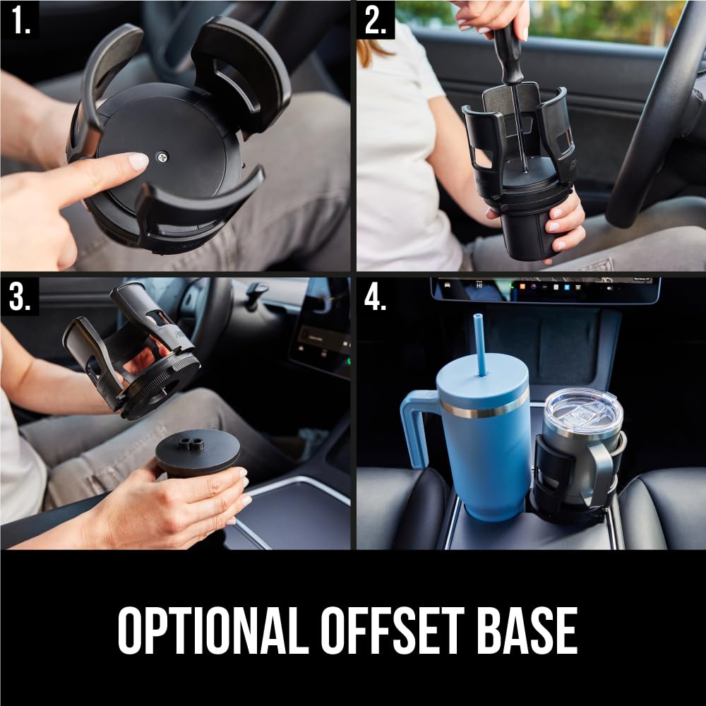 Patent Pending Adjustable Car Cup Holder Expander (Black)