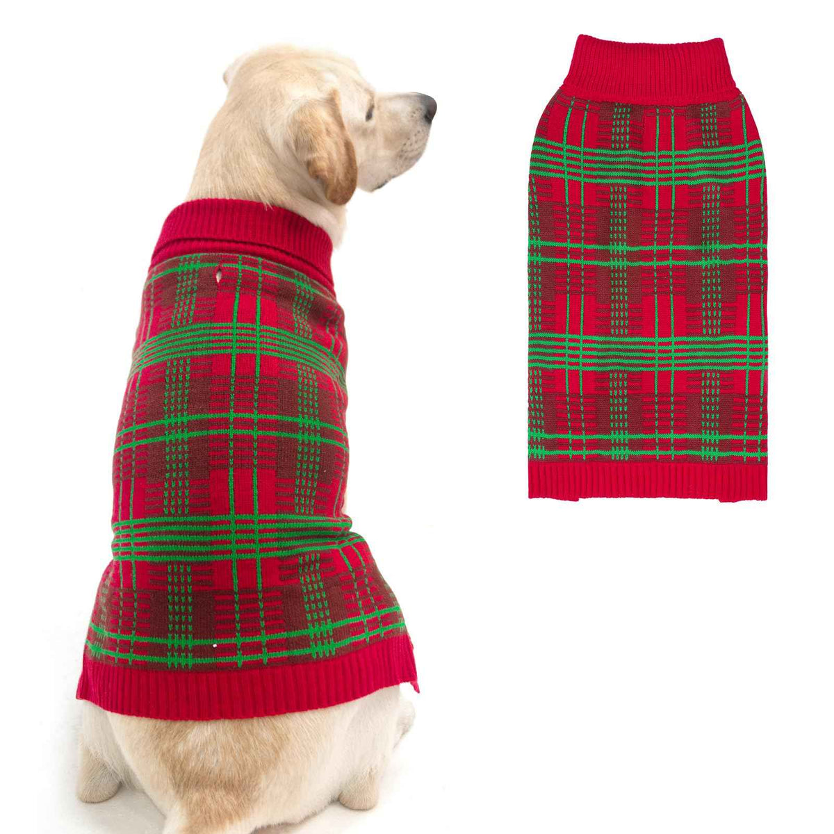 Dog Christmas Sweaters for Large Medium Small Dogs (XL - Chest 30", Back 24" / Red&Green)