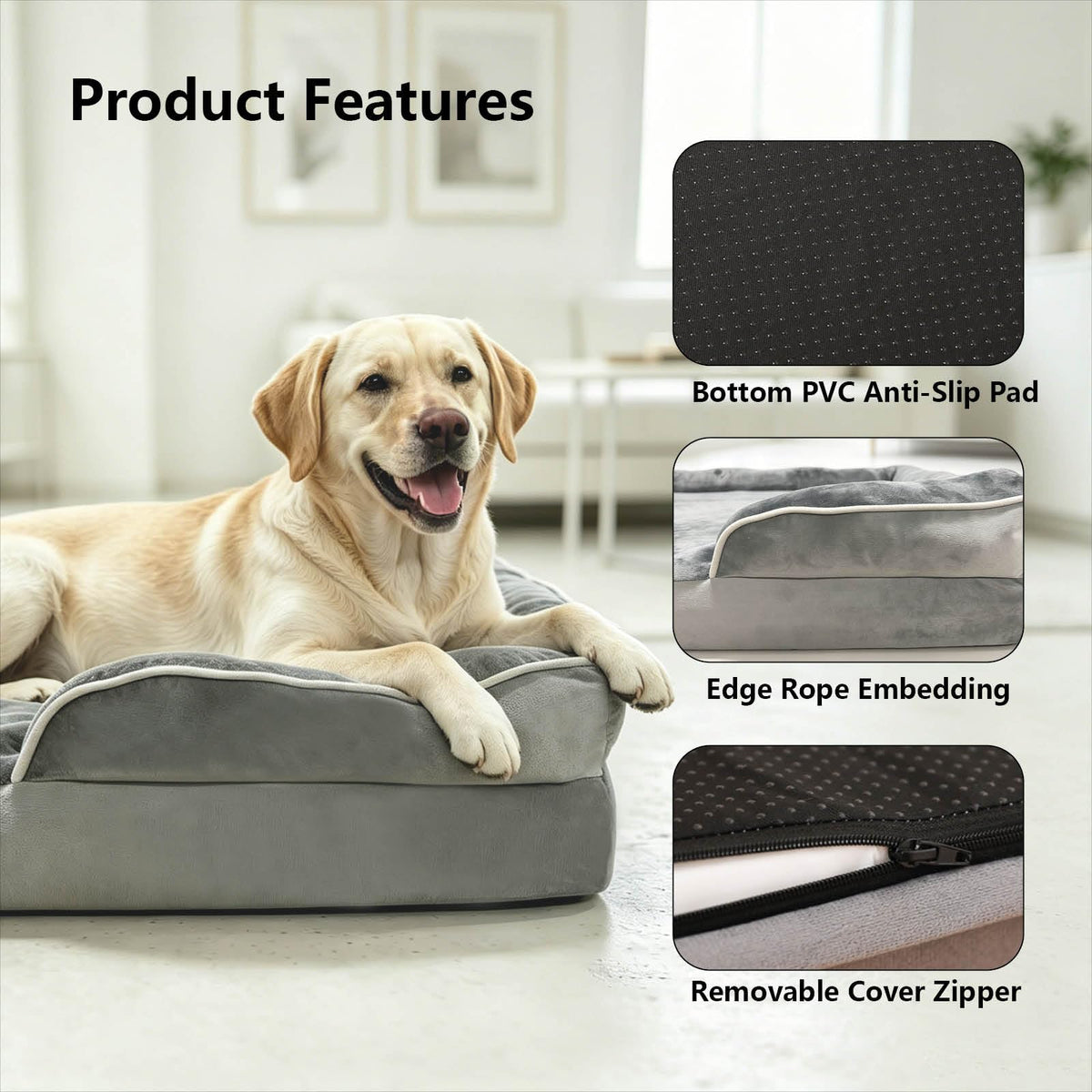 Orthopedic 3 Sided Dog Bed (X-Large)