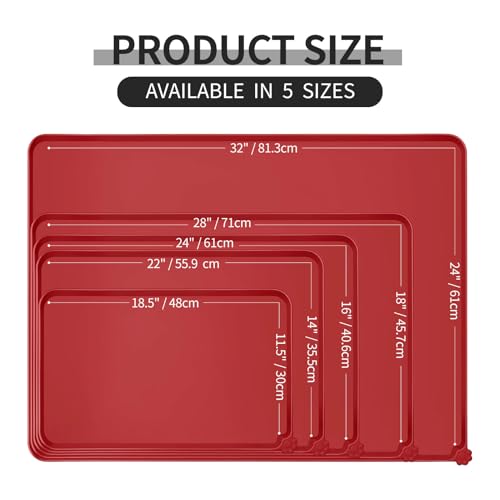 Silicone Pet Feeding Mat (Red / 22" x 14")