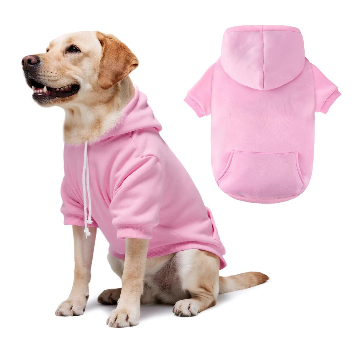 Dog Basic Hoodie Soft Dog Clothes Cold Weather Sweaters for Medium Large Dogs Cozy Fabric Warm Sweatshirt with Leash Hole for Boys (Pink / XXL (Back: 30.71",Chest:37", 55-80lbs))