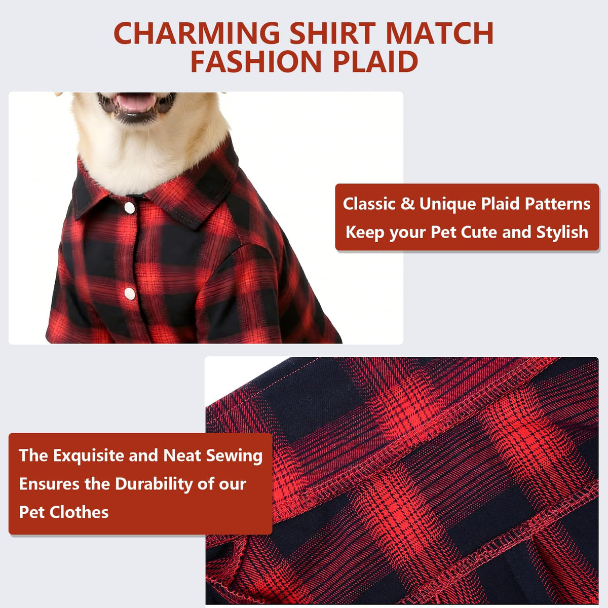Dog Shirt Pet Plaid Clothes Shirt T (XL-(15~24lb)-Chest~20.8" / Red)